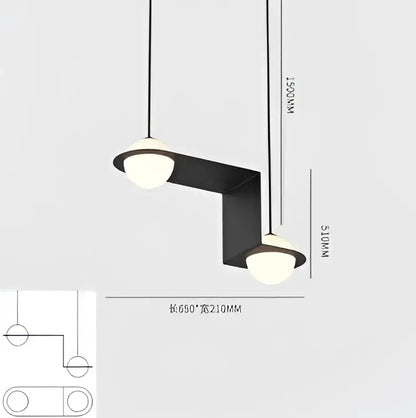 Modern black glass ball geometric chandelier kitchen pendant light with frosted glass shades and sleek metal arm decorbites glass ball
