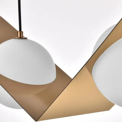 Modern black glass ball geometric chandelier kitchen pendant light with white frosted glass globes and gold metal arms