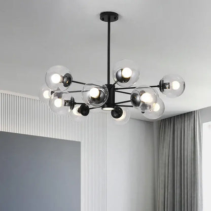 Modern black glass ball led chandelier with clear glass globe shades for dining room decorbites glass ball lighting