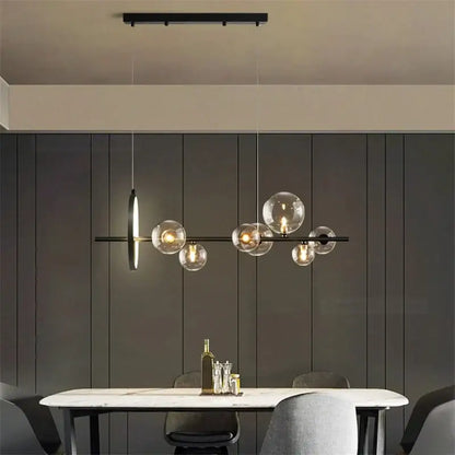 Modern black glass ball led chandelier with clear globe bulbs and sleek minimalist design for living room decorbites glass ball