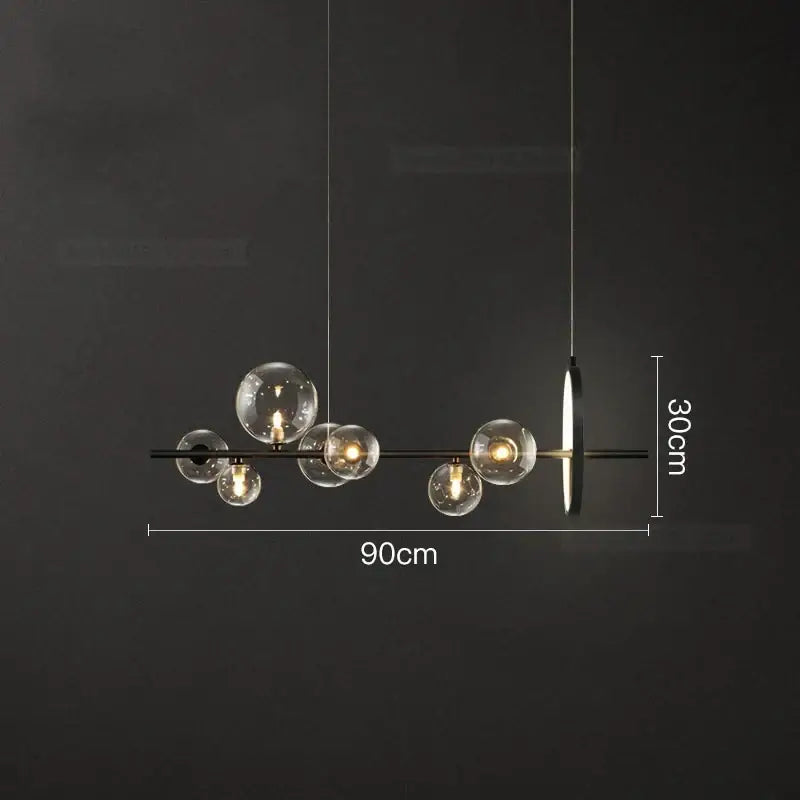 Modern black metal chandelier with clear glass ball led bulbs and circular accent light for living room decorbites glass ball