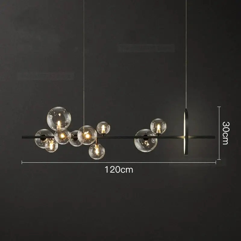 Modern black glass ball led chandelier with clear glass globe bulbs and minimalist design for living room decorbites glass ball