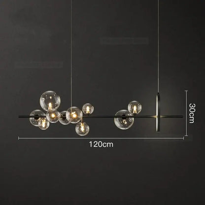 Modern black glass ball led chandelier with clear glass globe bulbs and minimalist design for living room decorbites glass ball
