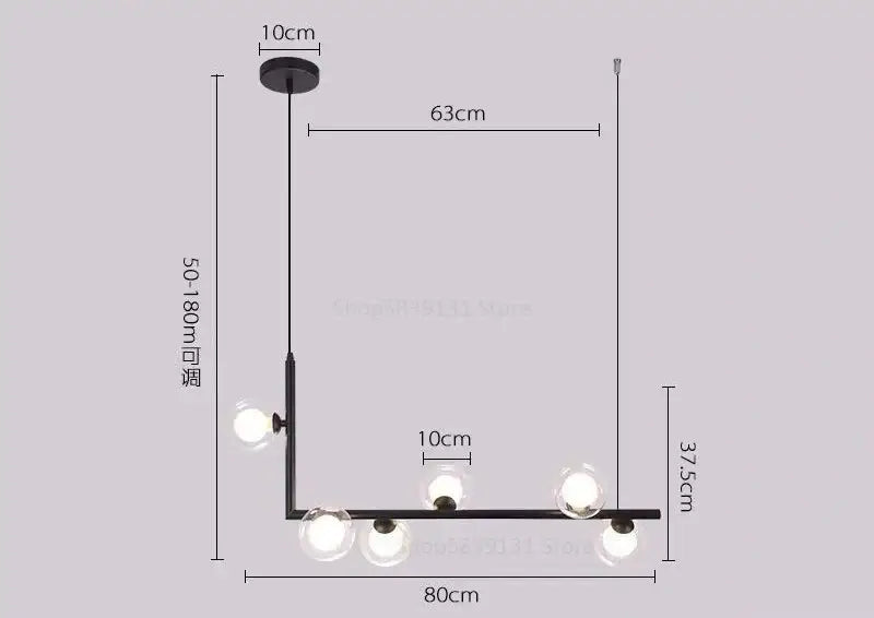 Modern black glass ball led chandelier pendant light with five clear glass globe bulbs in l-shaped design for living room decorbites glass ball