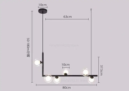 Modern black glass ball led chandelier pendant light with five clear glass globe bulbs in l-shaped design for living room decorbites glass ball