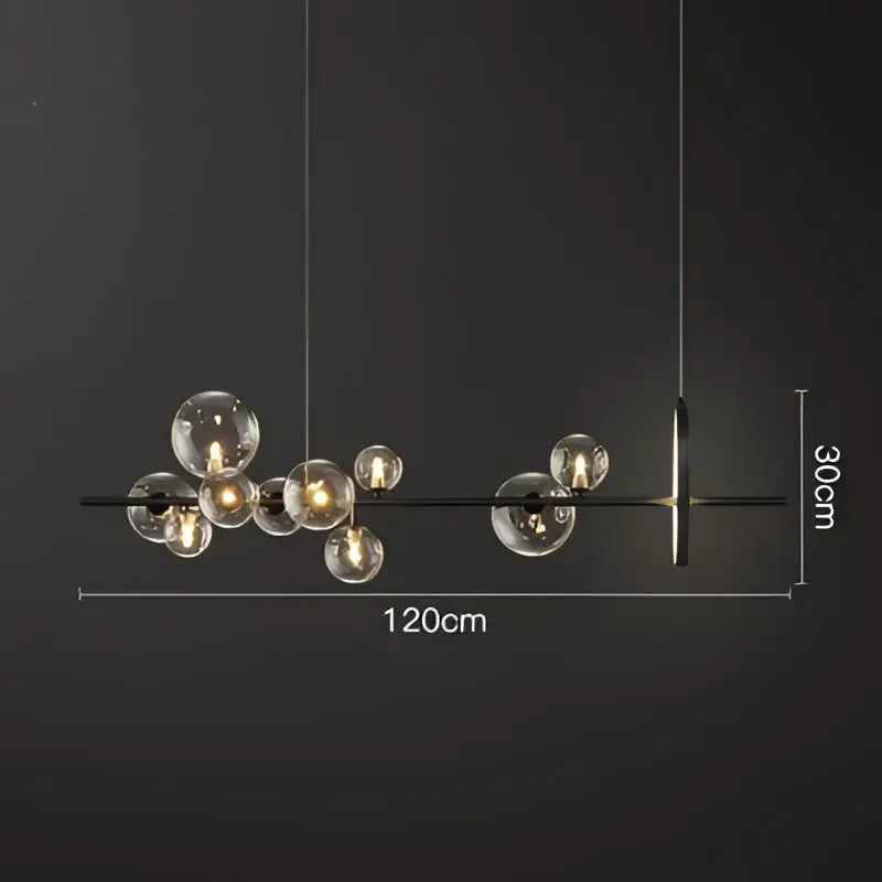 Modern black glass ball pendant lamps chandelier with clear glass spheres and warm-toned bulbs for dining room decorbites glass ball