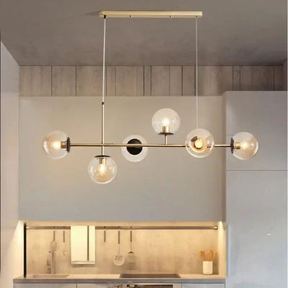 Modern chandelier pendant light with brass fixture and five clear glass globe bulbs for decorbites glass ball design