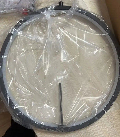 Modern black glass bubble ball chandelier drum head with gray inner rim wrapped in clear plastic for dining room decorbites glass bubble