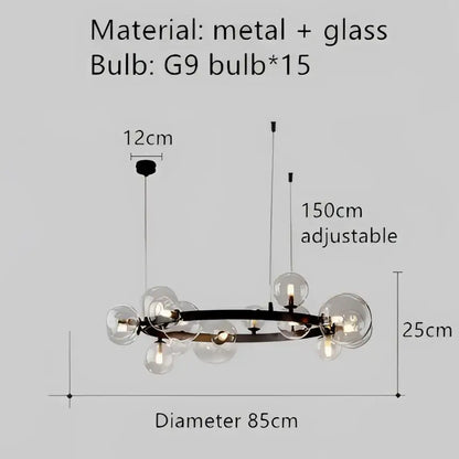 Modern black glass bubble chandelier with 15 clear glass globe bulbs for dining room decorbites clear glass lighting