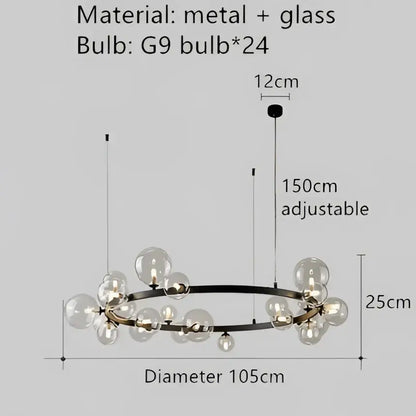 Modern black glass bubble chandelier with 24 clear glass globe bulbs for dining room decorbites clear glass lighting