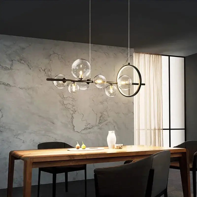 Modern black glass bubble chandelier with sleek metal frame ideal for dining room decorbites glass bubble light