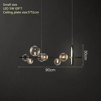 Modern black metal glass bubble chandelier with clear globe bulbs and sleek linear design for dining room decorbites glass bubble