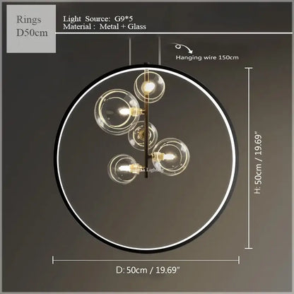 Modern black glass bubble led ceiling chandelier with circular black metal frame and clear glass bubble led bulbs decorbites glass bubble