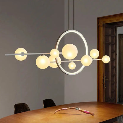 Modern black glass bubble led chandelier with sleek silver metal frame and warm frosted glass spheres for dining room decorbites glass bubble