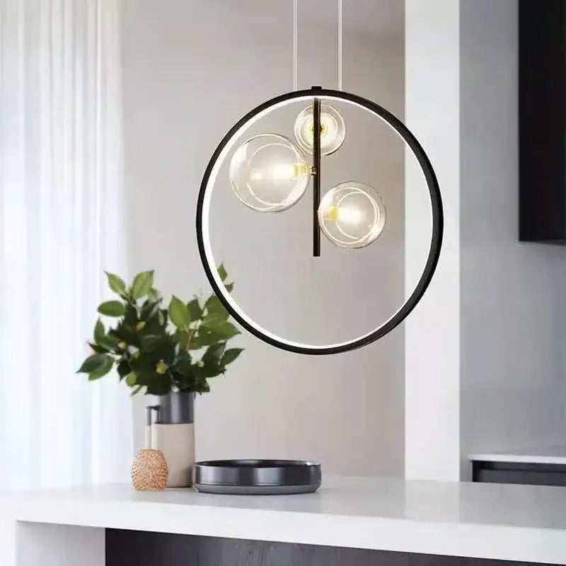 Modern black glass bubble led chandelier pendant light with three clear glass globe bulbs for dining room decorbites glass bubble