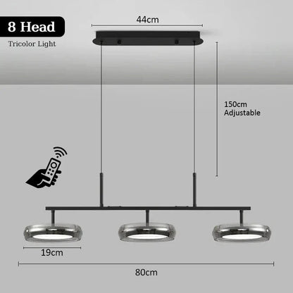 Modern Black Glass Multi-Pendant Chandelier With Remote - Decorbites