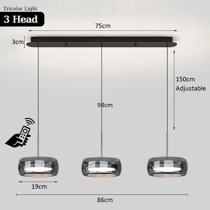 Modern Black Glass Multi-Pendant Chandelier With Remote - Decorbites