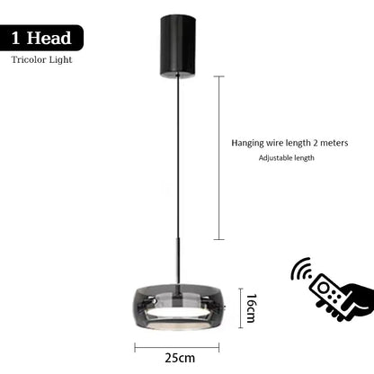 Modern Black Glass Multi-Pendant Chandelier With Remote - Decorbites