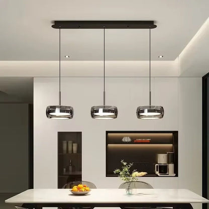 Modern Black Glass Multi-Pendant Chandelier With Remote - Decorbites