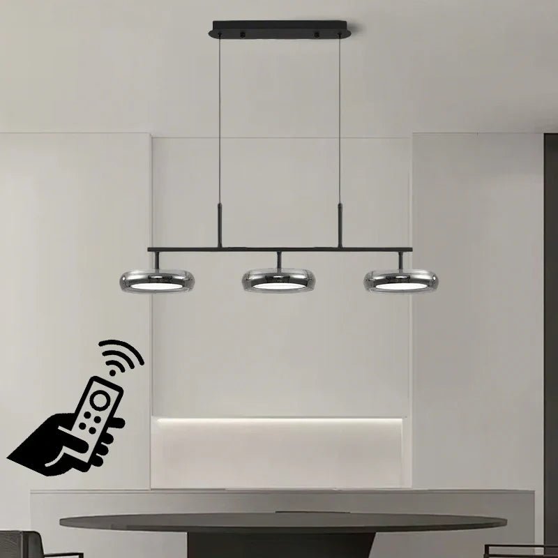 Modern Black Glass Multi-Pendant Chandelier With Remote - Decorbites