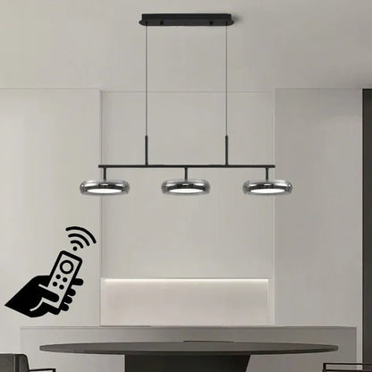 Modern Black Glass Multi-Pendant Chandelier With Remote - Decorbites