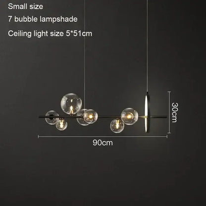 Modern black glass ring pendant light with seven clear glass bubble lampshades for dining room decorbites black glass