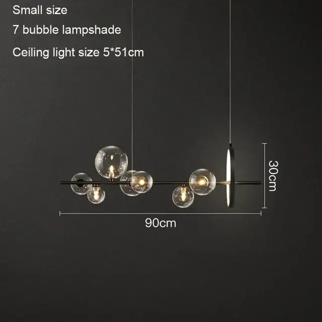 Modern black glass ring pendant light with seven clear glass bubble lampshades for dining room decorbites black glass