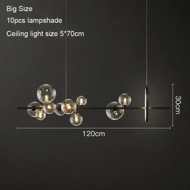 Modern black metal pendant light with ten clear glass globes decorbites black glass ring dining room chandelier