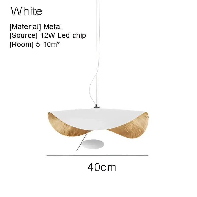 Modern black and gold abstract pendant lamp with white shade metal frame wood accents by decorbites lederam manta pendant