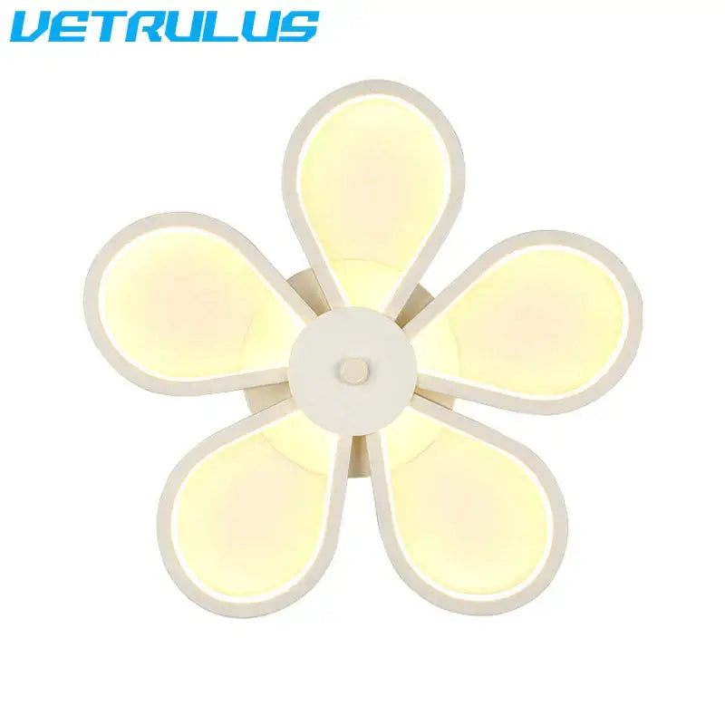 Modern black and gold acrylic flower twisted ceiling lamp with white five-petal led light and soft yellow glow
