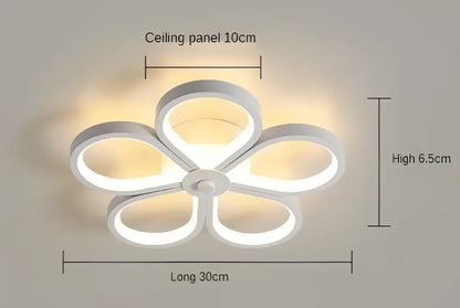 Modern black and gold acrylic flower twisted ceiling lamp with white LED five-petal flower design and warm ambient lighting