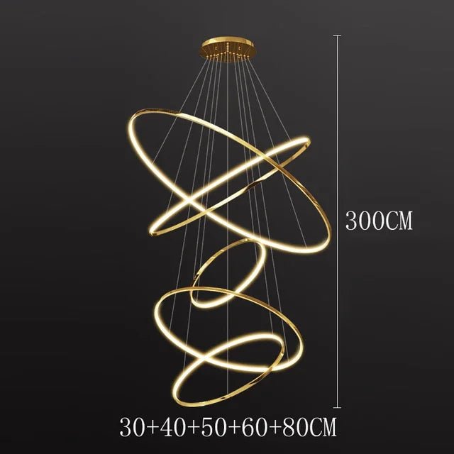 Modern Black Gold Aluminum Staircase Pendant Light - Decorbites