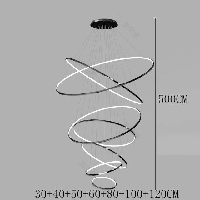 Modern Black Gold Aluminum Staircase Pendant Light - Decorbites