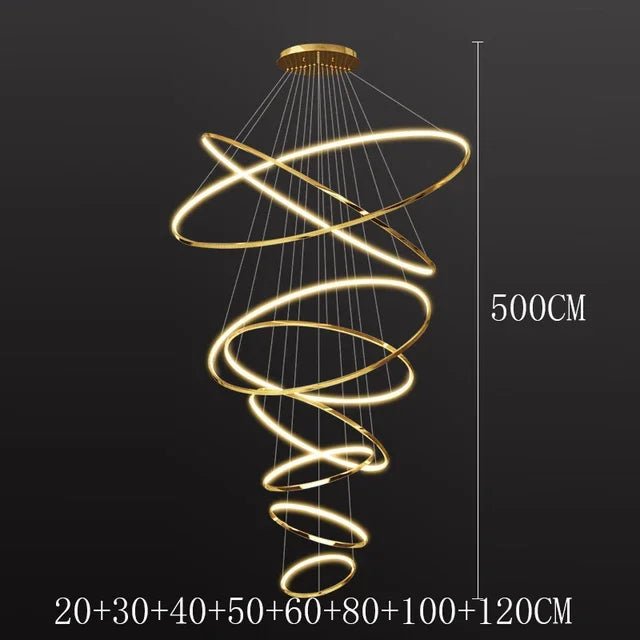 Modern Black Gold Aluminum Staircase Pendant Light - Decorbites