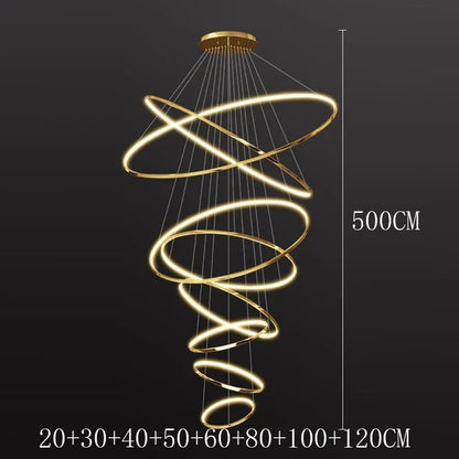 Modern Black Gold Aluminum Staircase Pendant Light - Decorbites
