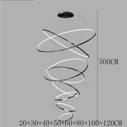 Modern Black Gold Aluminum Staircase Pendant Light - Decorbites