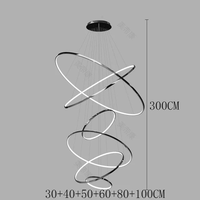 Modern Black Gold Aluminum Staircase Pendant Light - Decorbites