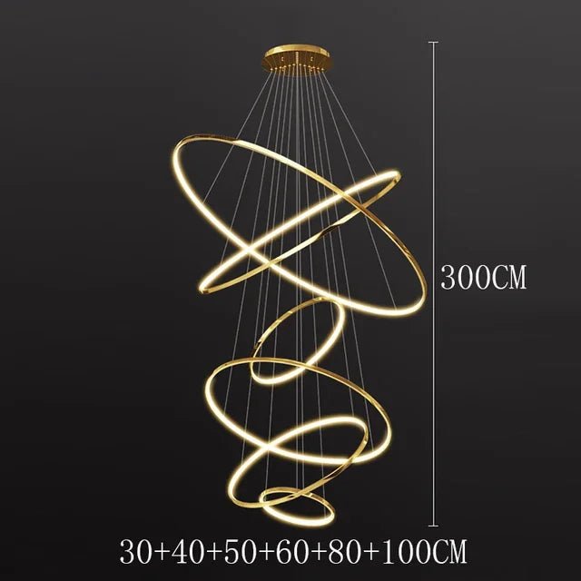 Modern Black Gold Aluminum Staircase Pendant Light - Decorbites