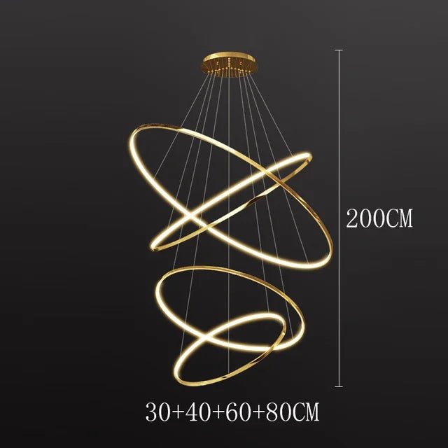 Modern Black Gold Aluminum Staircase Pendant Light - Decorbites