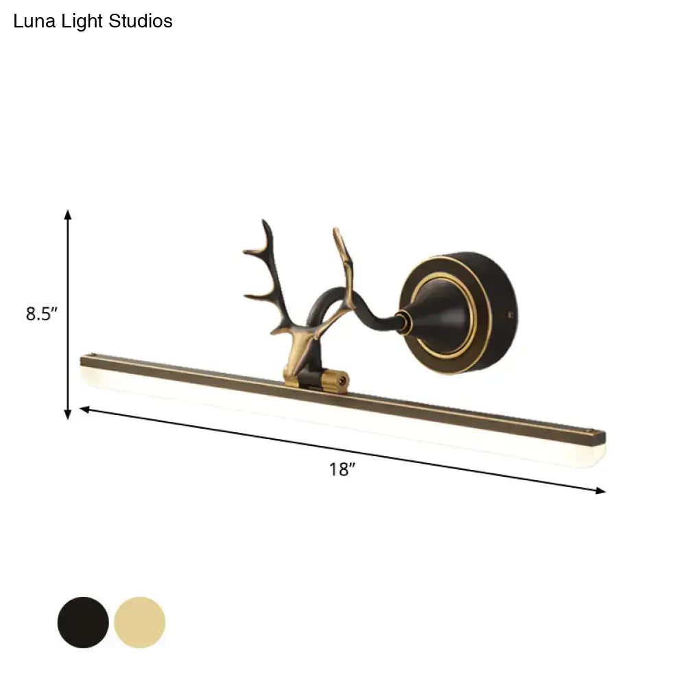 Modern black and gold antler wall light with acrylic shade 220v-240v and 110v-120v for bathroom lighting