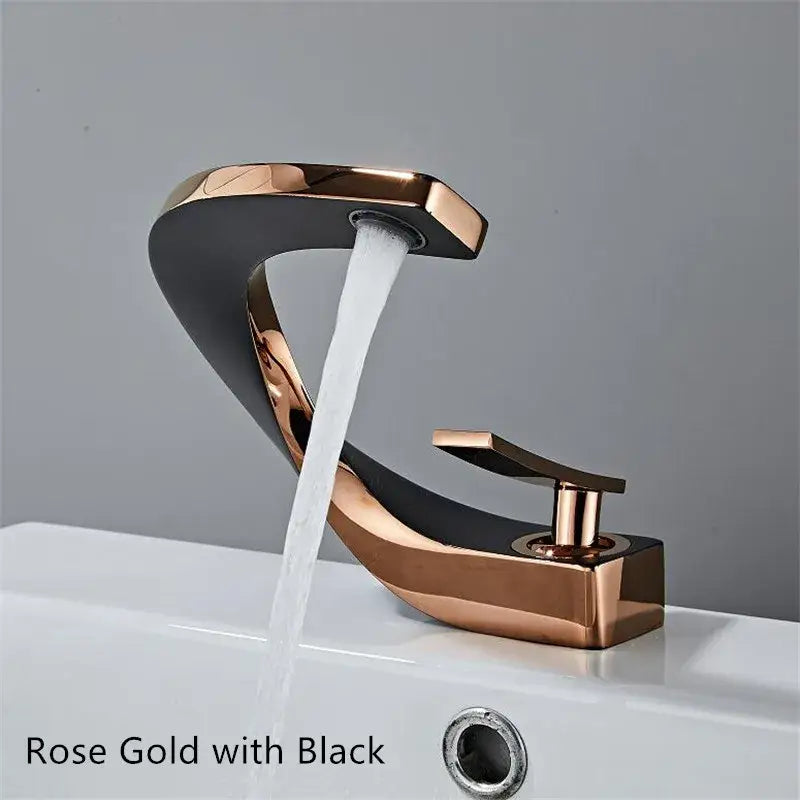 Modern black and gold basin faucet with rose gold and black two-tone sleek design for bathroom decorbites black mixer tap