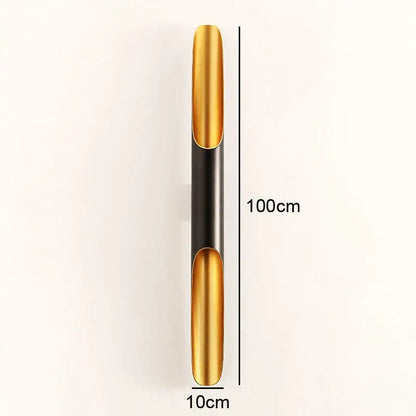 Modern black and gold blade pendant light with polished gold and matte black metal for dining room decorbites coltrane pendant