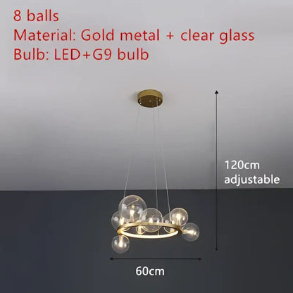 Modern black and gold branching bubbles chandelier with gold metal and clear glass spheres for dining room decorbites lighting
