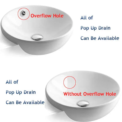 White ceramic decorbites brass basin sink with chrome pop up drain and overflow hole for bathroom use