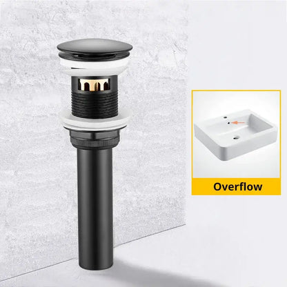Modern black and gold brass basin sink pop up drain with black matte finish and white rubber seal for decorbites brass basin