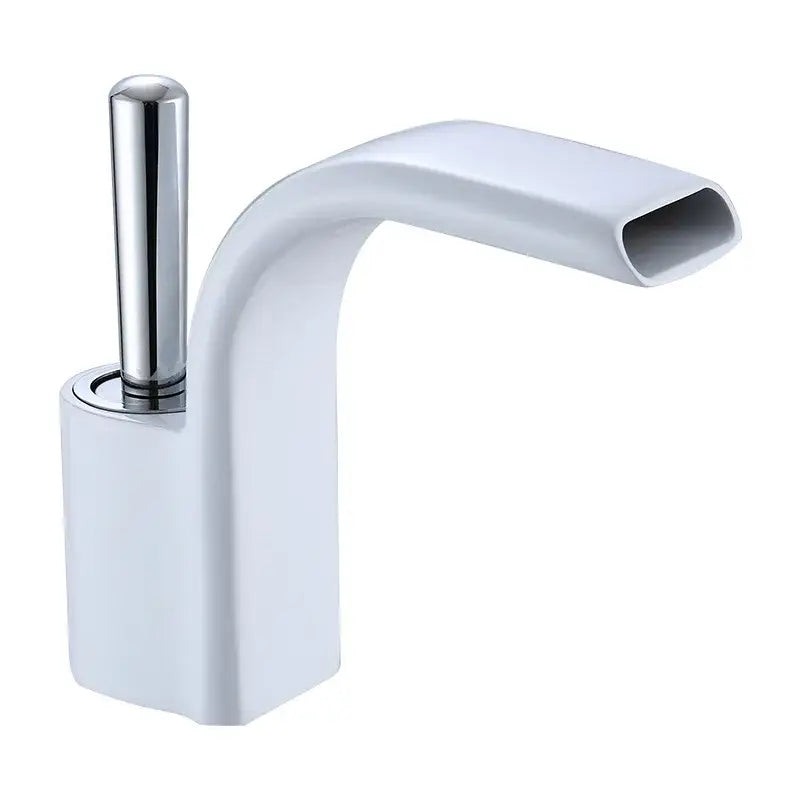 Modern white ceramic basin faucet with sleek chrome handle and waterfall spout for decorbites black brass waterfall sink tap