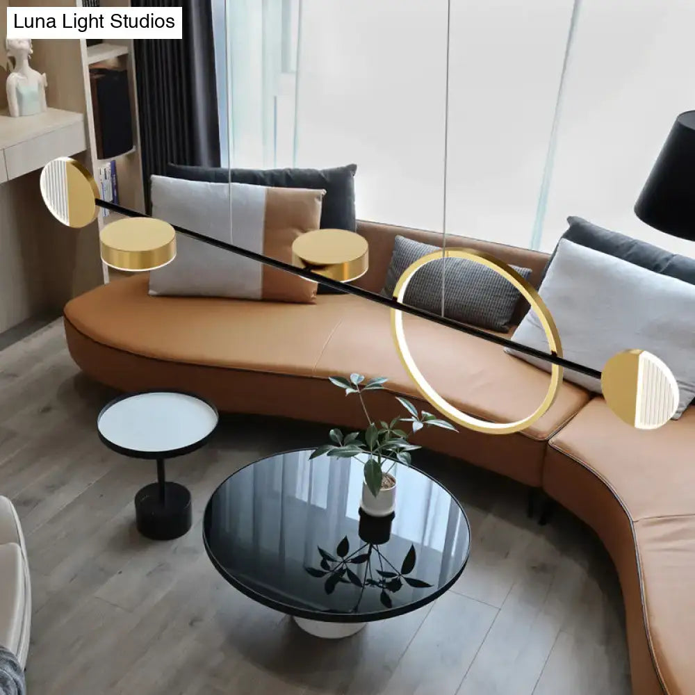 Decorbites contemporary gold led pendant light with circle metal island design for dining room ceiling lighting