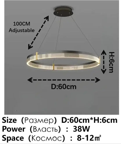 Modern black and gold circular pendant light with sleek metallic ring and decorbites black acrylic led for living rooms