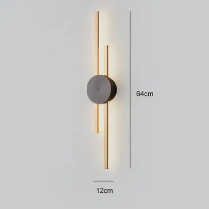 Modern black and gold copper wall light with slender bars and matte gray center for warm bedroom decorbites copper wall light