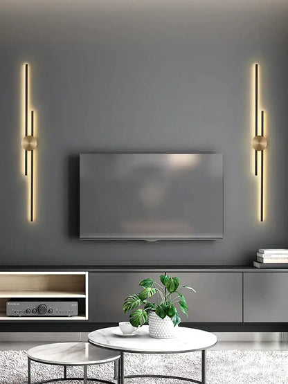 Modern black and gold copper wall light with gold-toned vertical sconces and spherical accents for bedroom decorbites copper wall light
